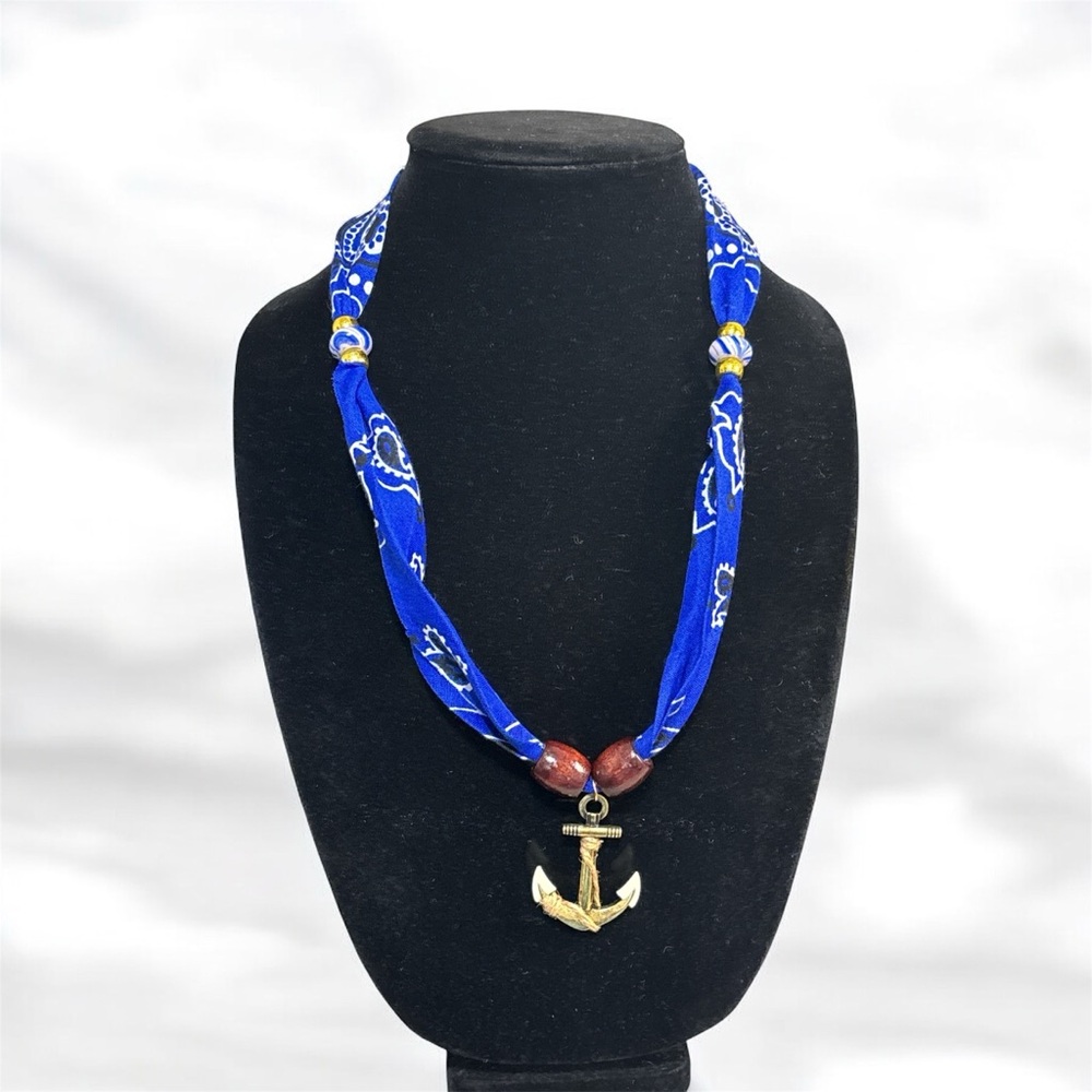 (#65) Handmade Blue and Gold Nautical Necklace